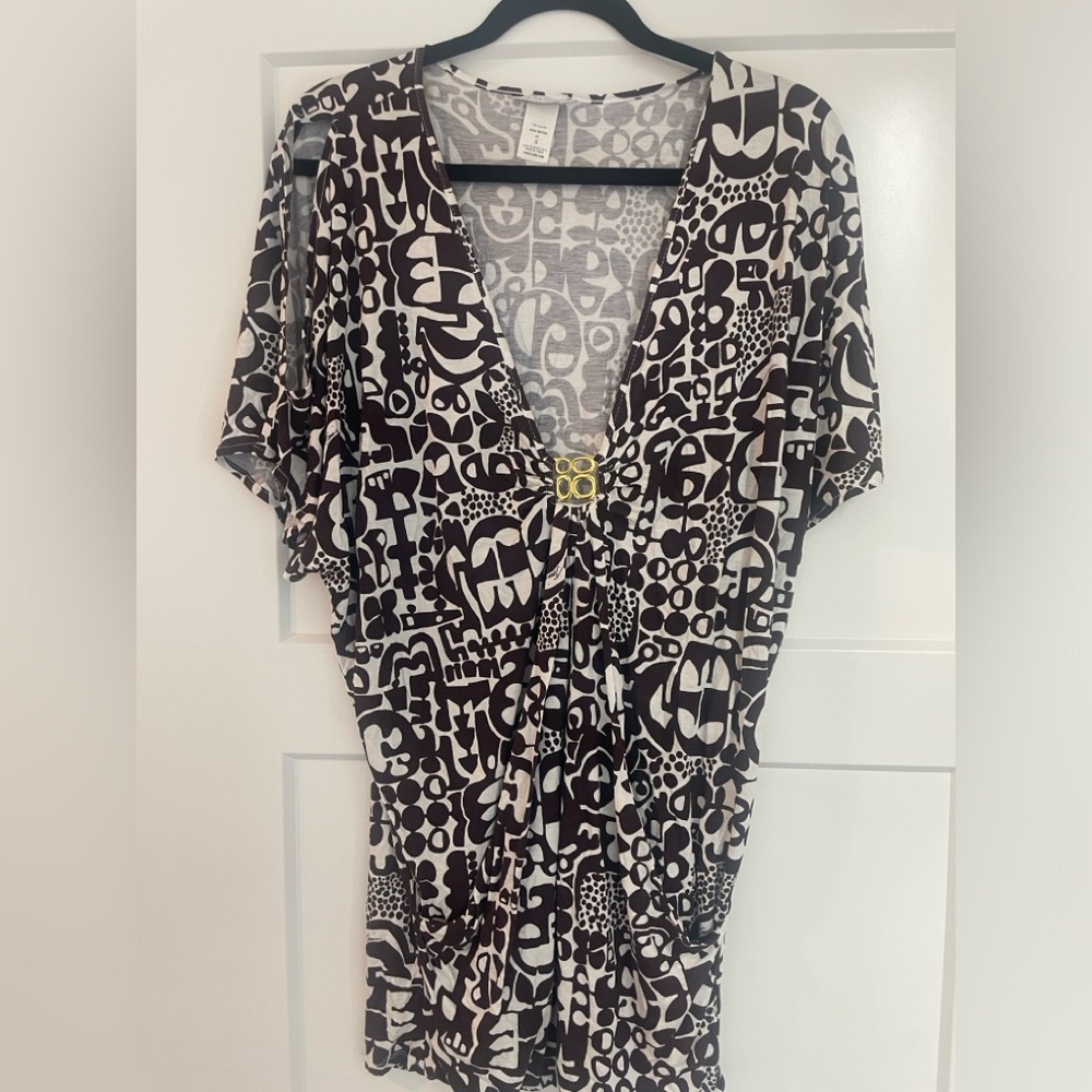 Trina Turk Women's Palm Desert Buckle Jersey Brown Dress Cover Up Tunic, Small,